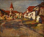 Jindrich Prucha Village Green oil painting artist